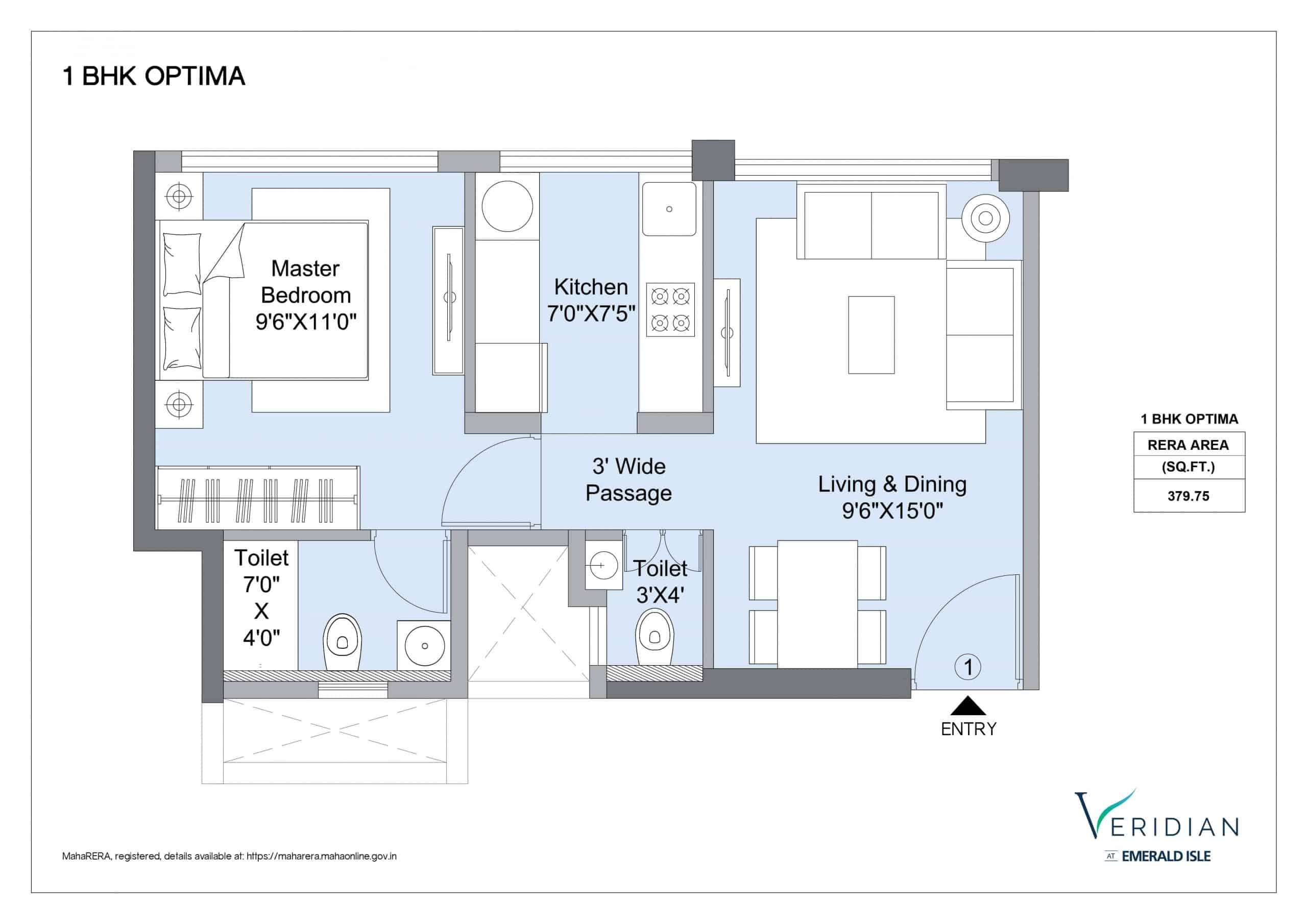 1 BHK optima at Veridian scaled | L&T Realty
