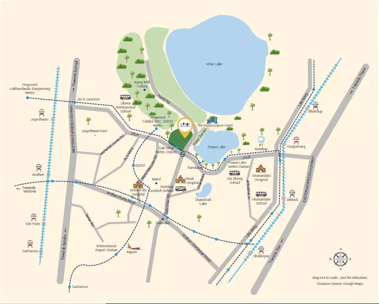 L&T Realty Elixir Reserve Flats In Powai Location Map