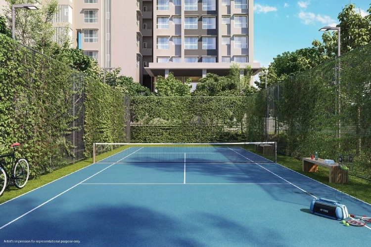 Sports amenities like tennis courts can be convenient for residents to develop a daily fitness routine.