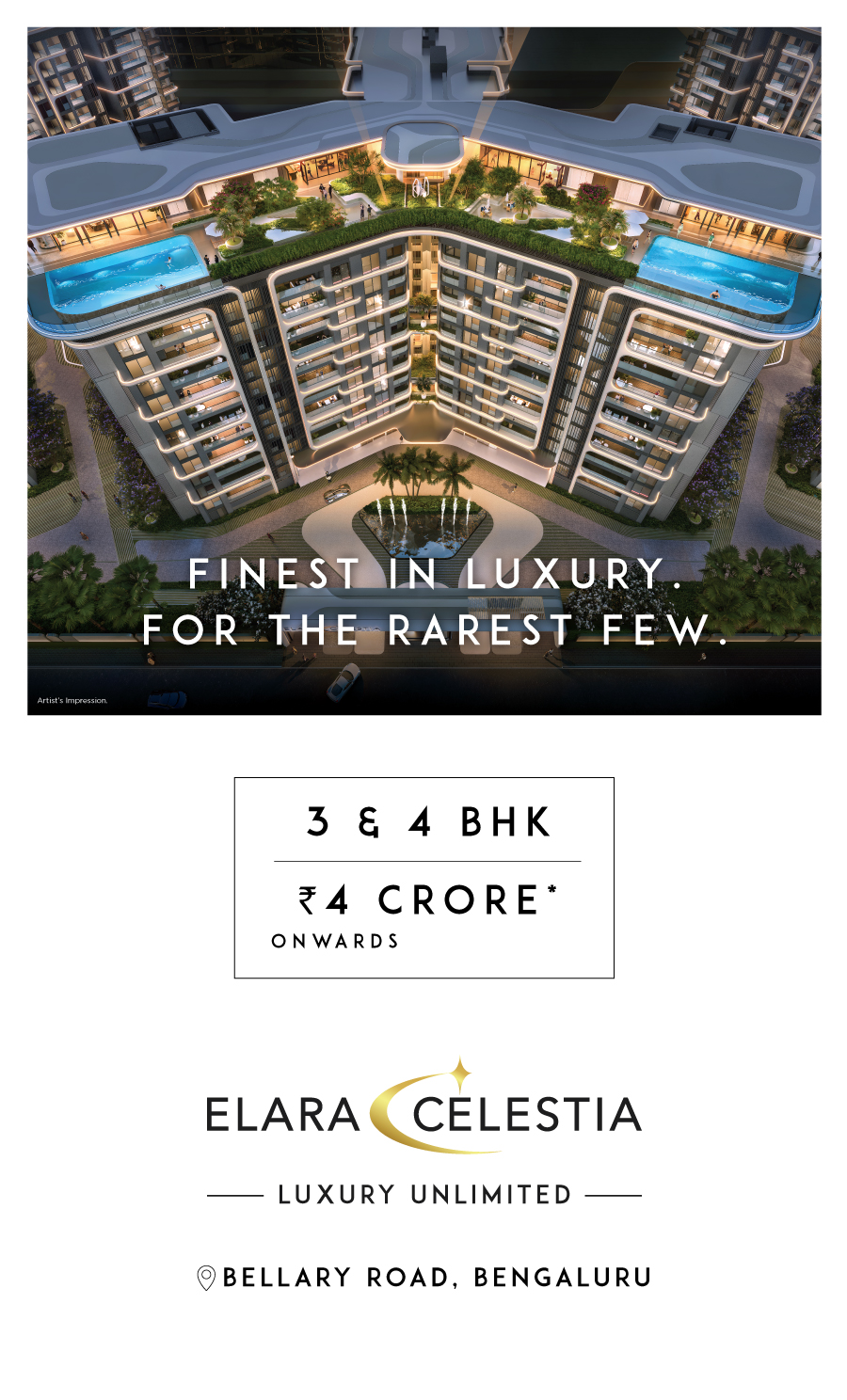 Elara Celestia Bengaluru 3 and 4 BHK apartments